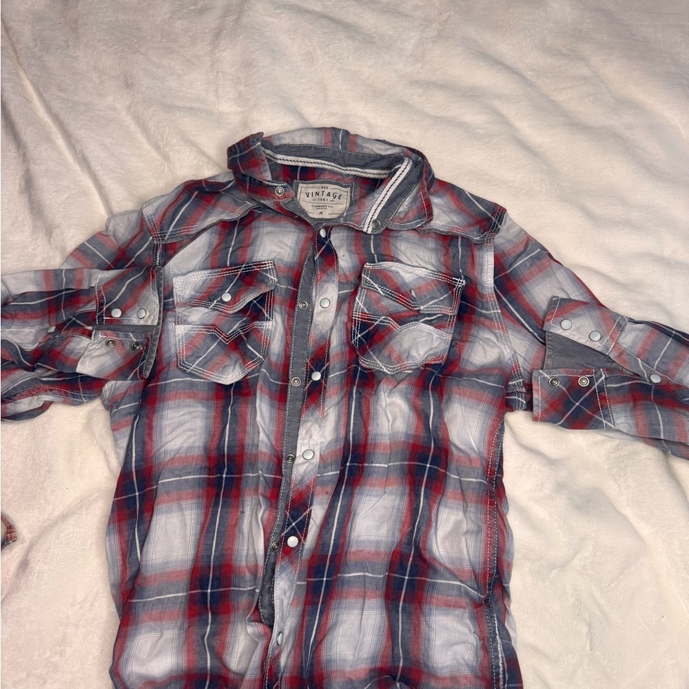 BKE Vintage Red and Blue Plaid Shirt